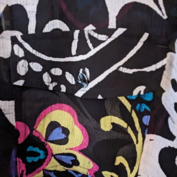 Chico's Top Women's sz S (0) Silk Multi Floral Colorful Blouse Wearable Art - Picture 11 of 11